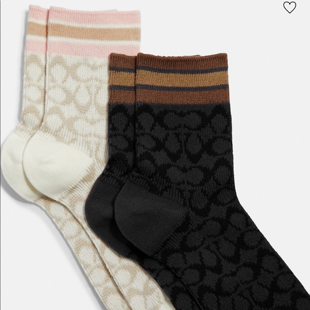 💗💗Coach Ankle Socks New Never Worn 1-Cream,1-Brown, - Picture 2 of 3